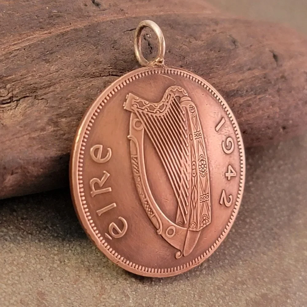 Genuine Irish Penny (Pidgin) Domed Copper Coin Pendant